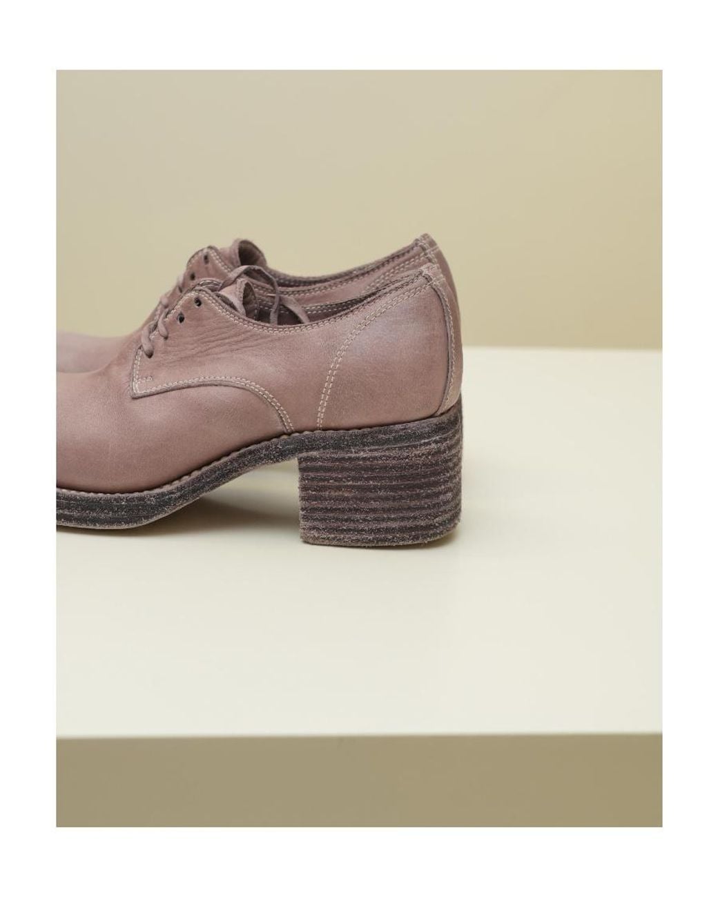 Guidi Brown Tie Business Dress Shoes With Thick Heels