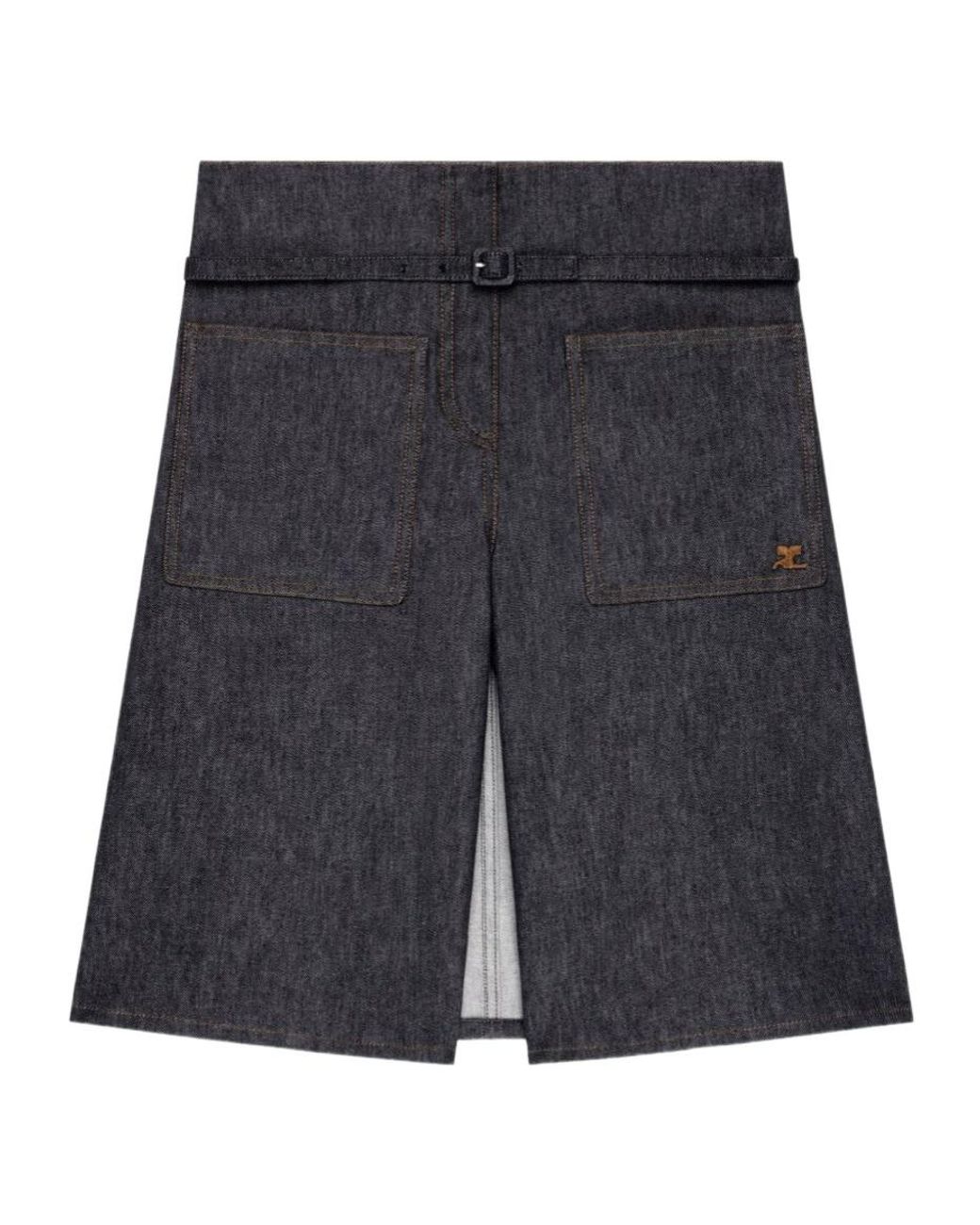 Courreges Gray Courrèges Belted Denim Panelled Shorts