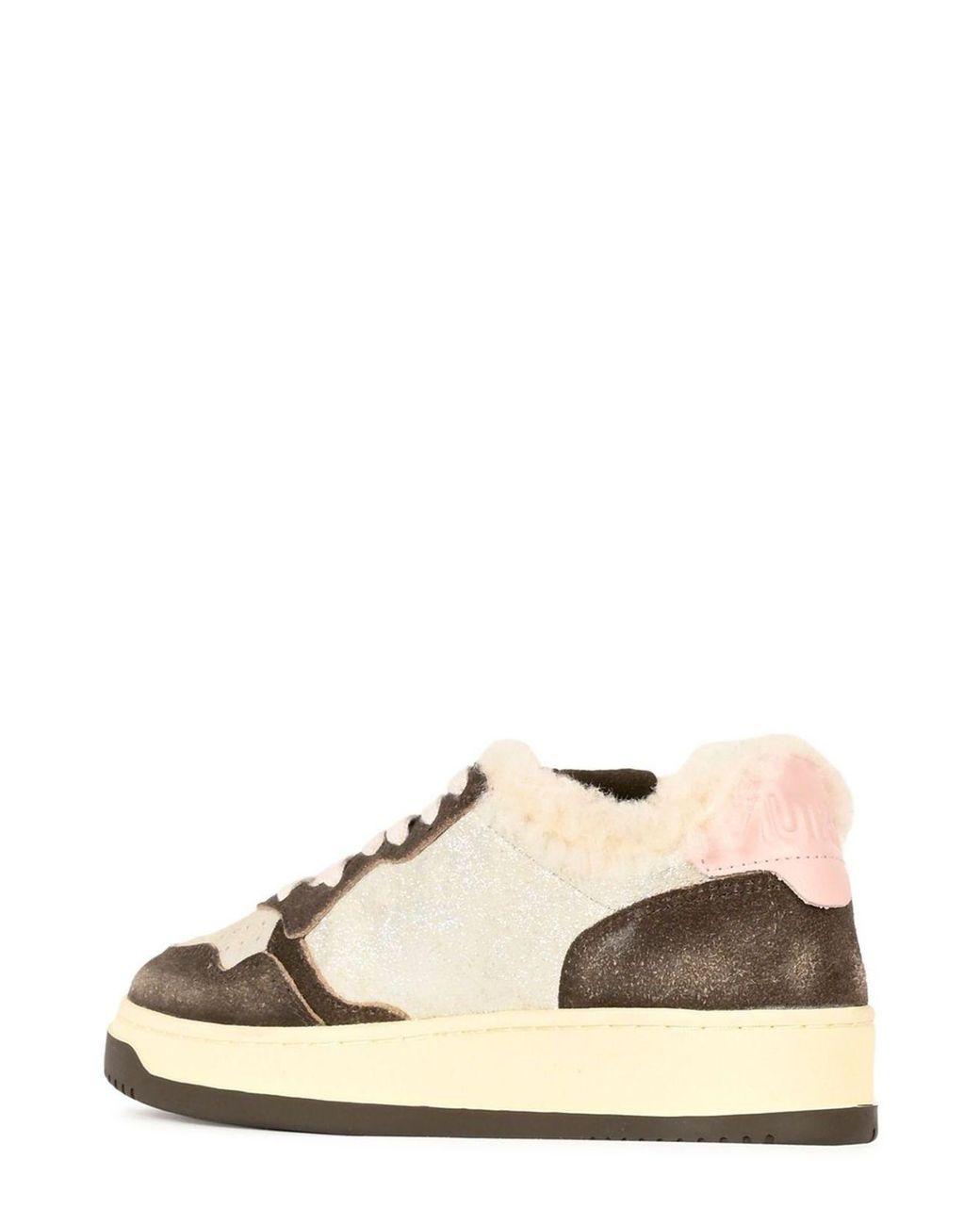Autry Natural Shearling Trim Low-Top Sneakers