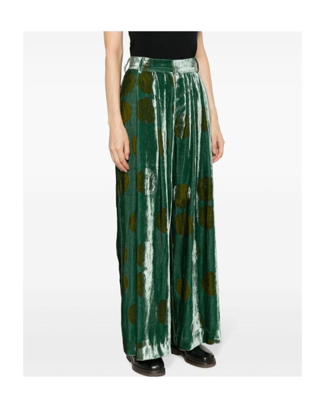 Uma Wang Green Pleated Zipper Casual Pants