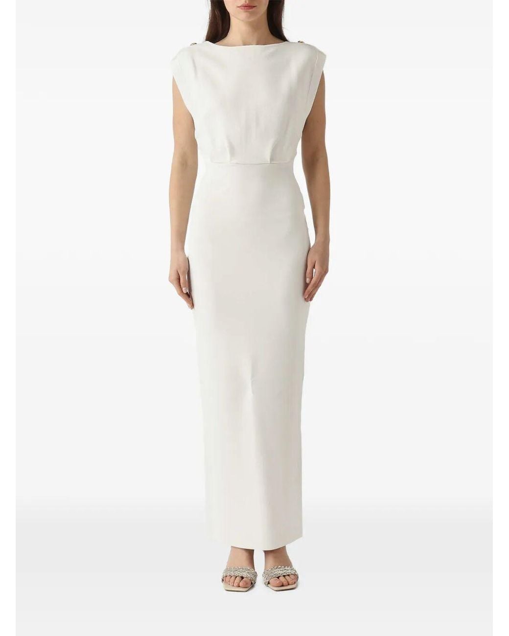 Elisabetta Franchi White Carpet Full Milano Stitch Knitted Dress