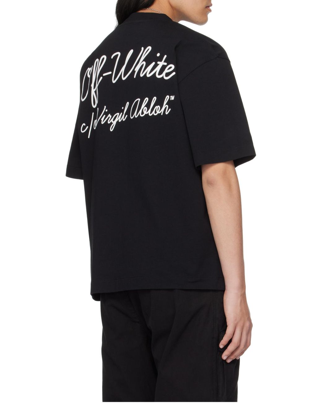 Off-White c/o Virgil Abloh Black Script Crewneck Short-Sleeved T-Shirt for men