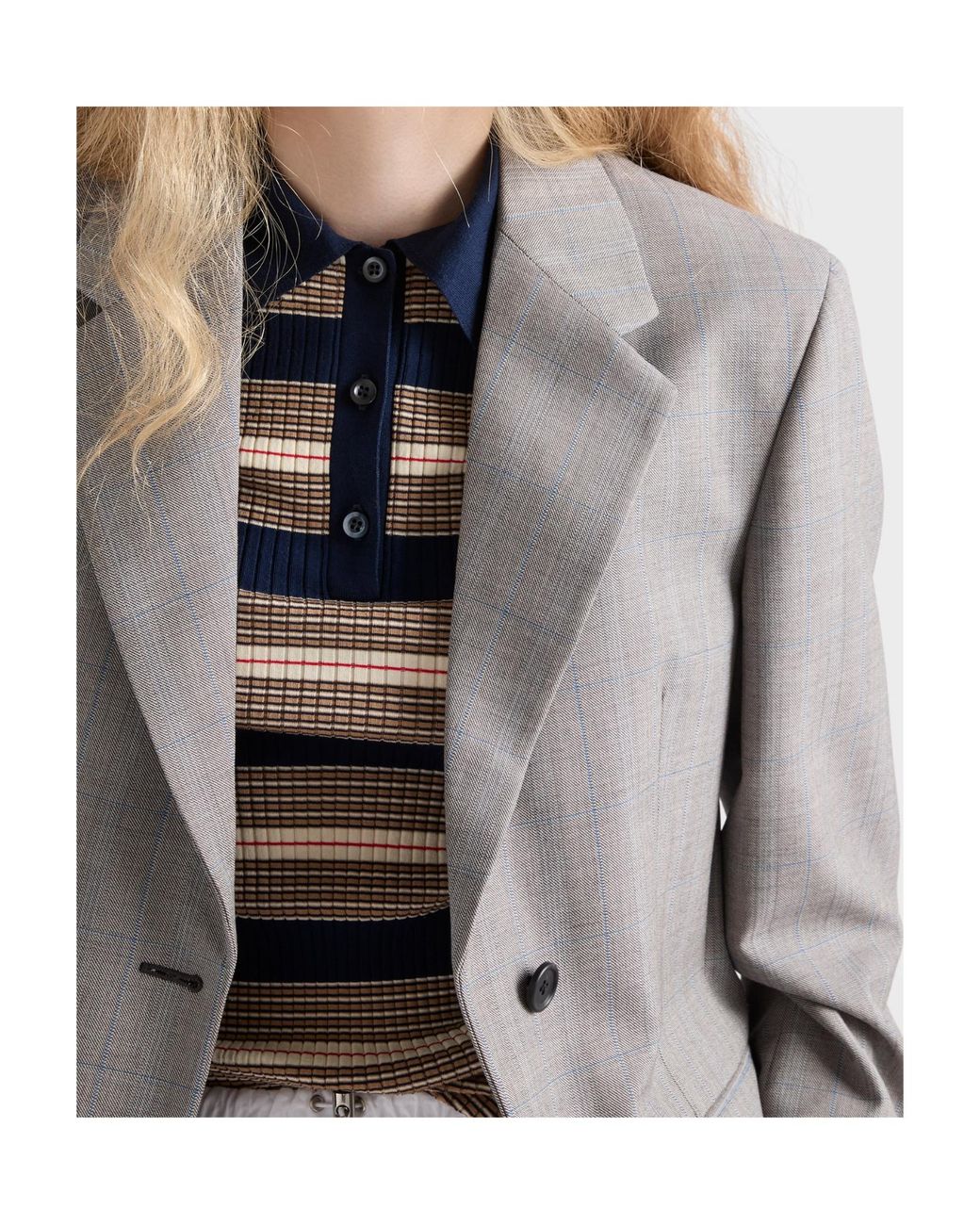 Prada Gray Single-Breasted Checked Grisaille Jacket