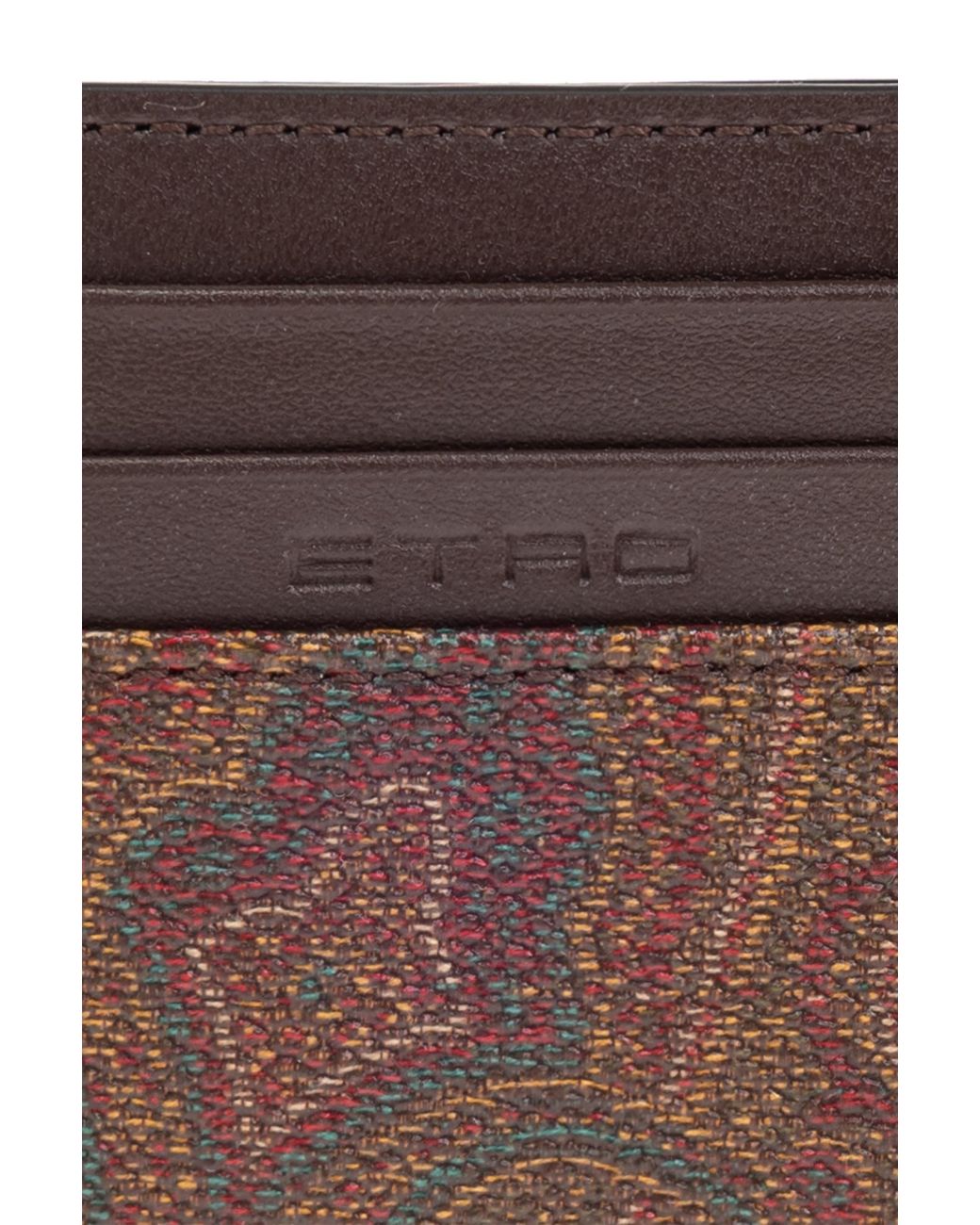 Etro Brown Pegaso Plaque Card Holder