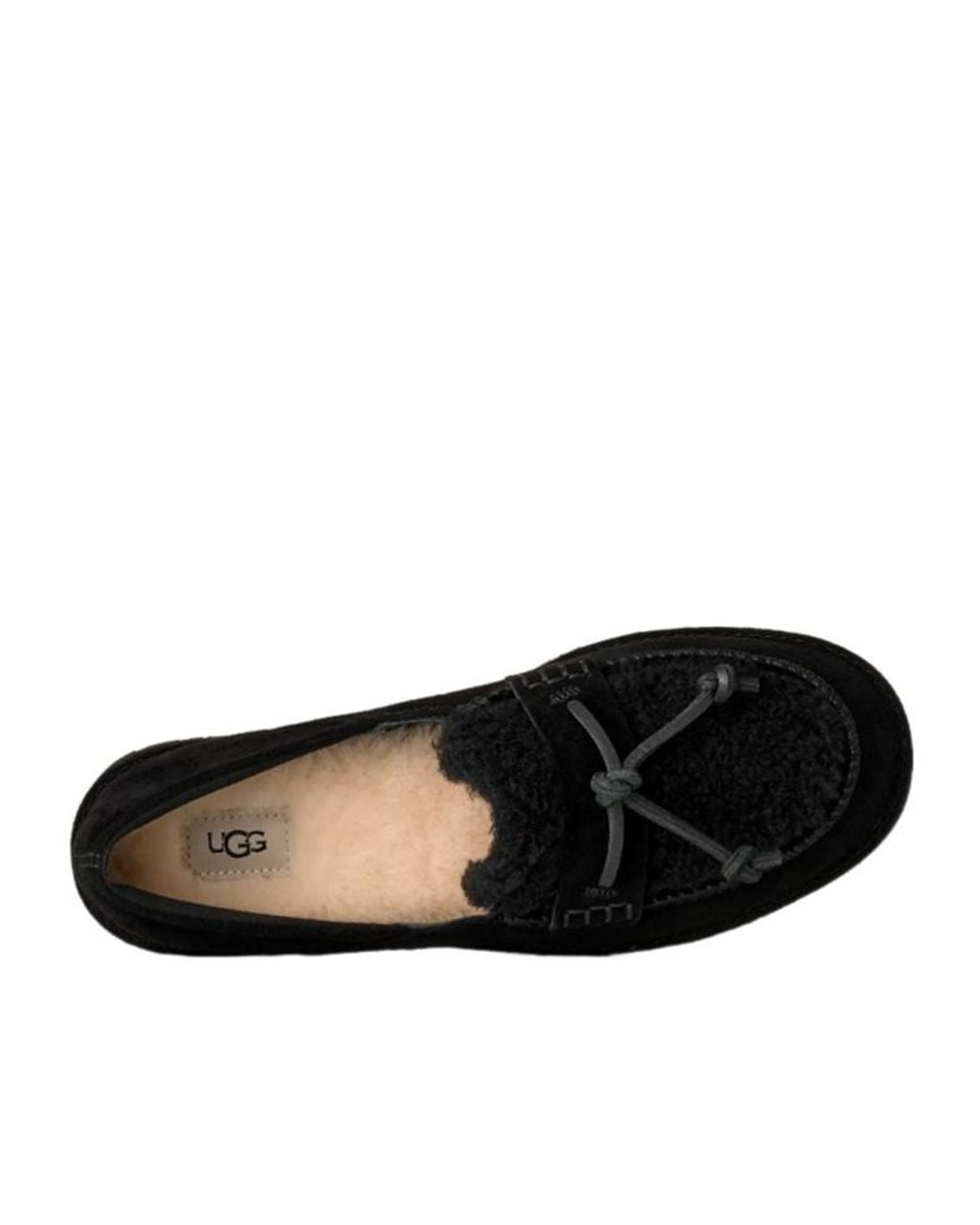Ugg Black Zora Shearling-Trim Bow Loafers