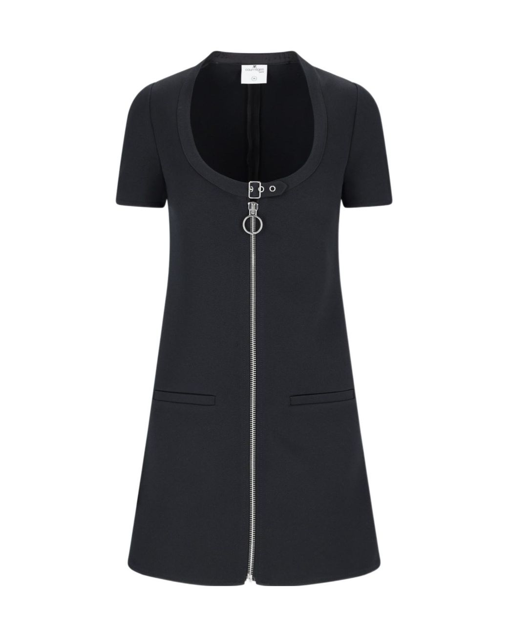 Courreges Black Cotton A-Line Mini Dress