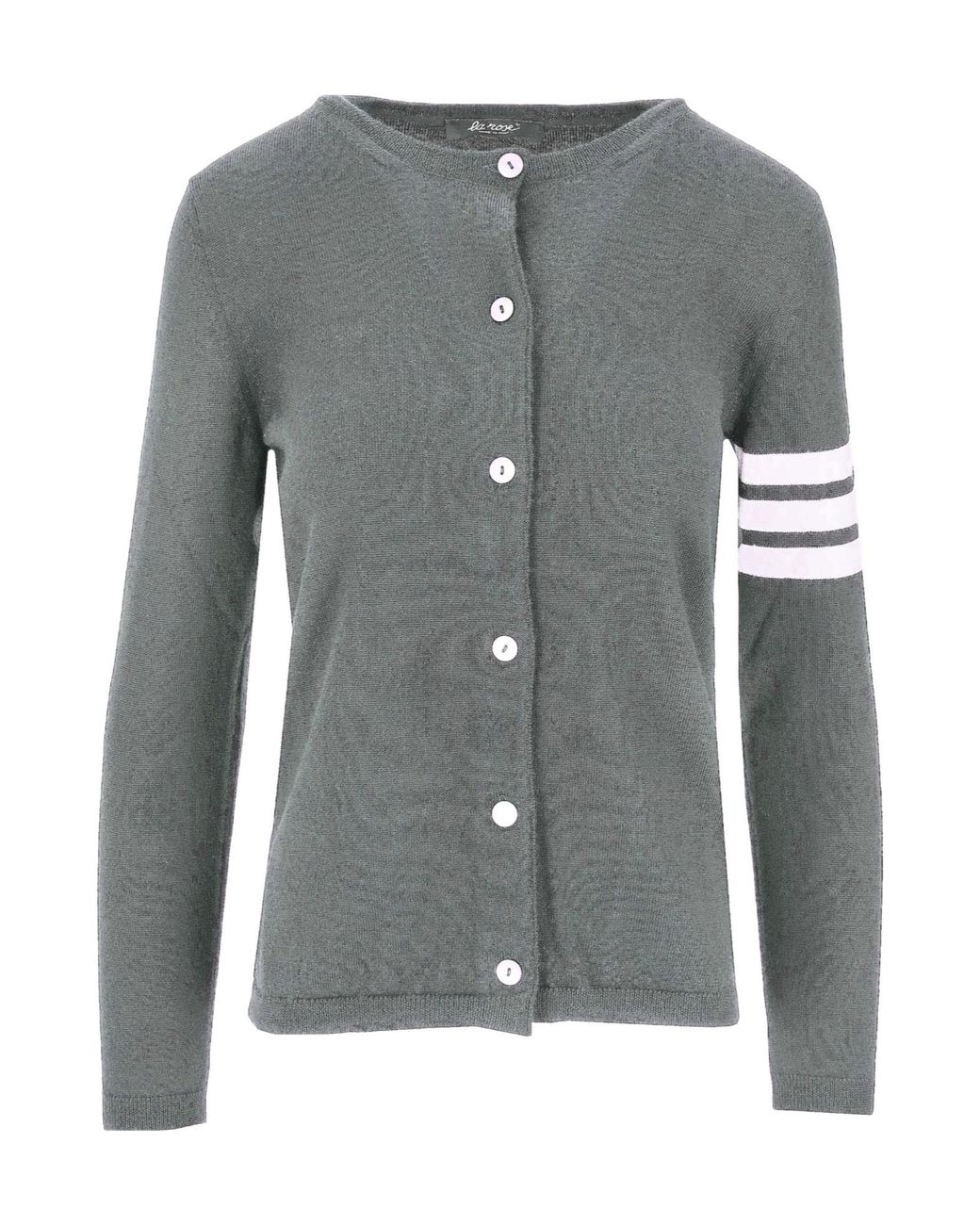 Lela Rose Gray Striped Knit Cardigan