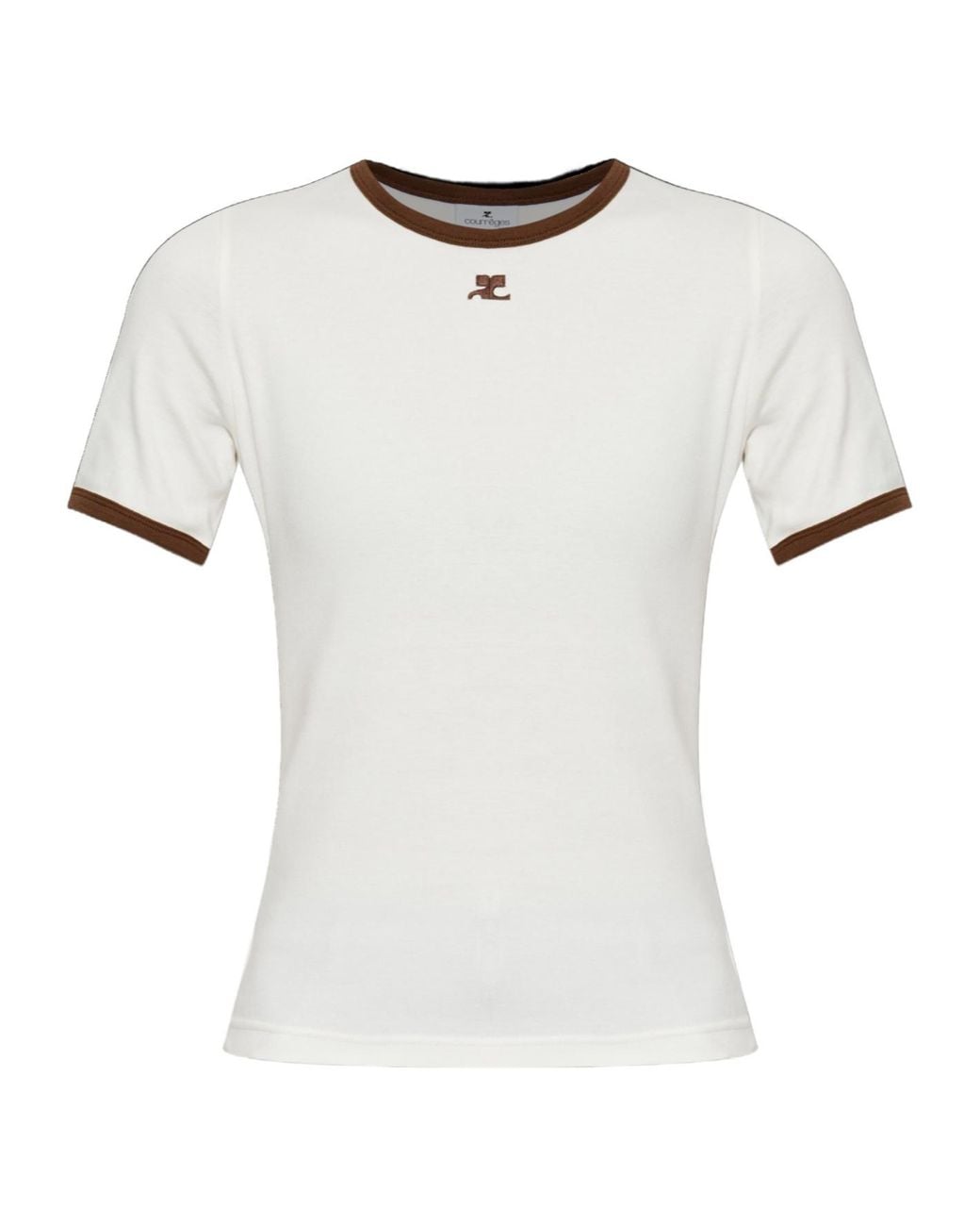 Courreges White Courrèges Contrast Trim Logo T-Shirt