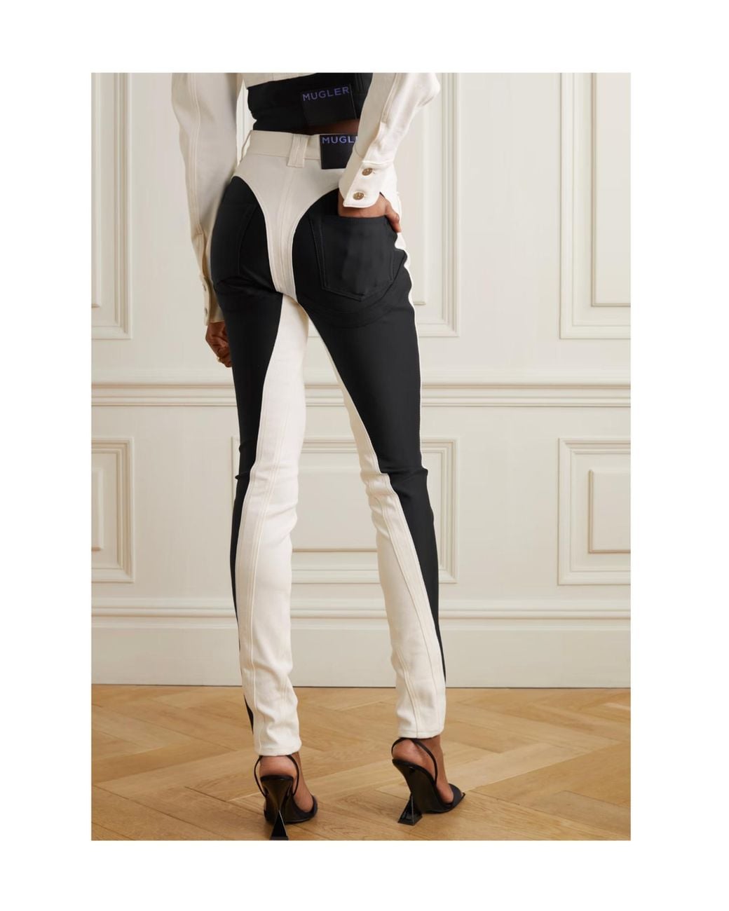Mugler White High-Waisted Skinny Jeans