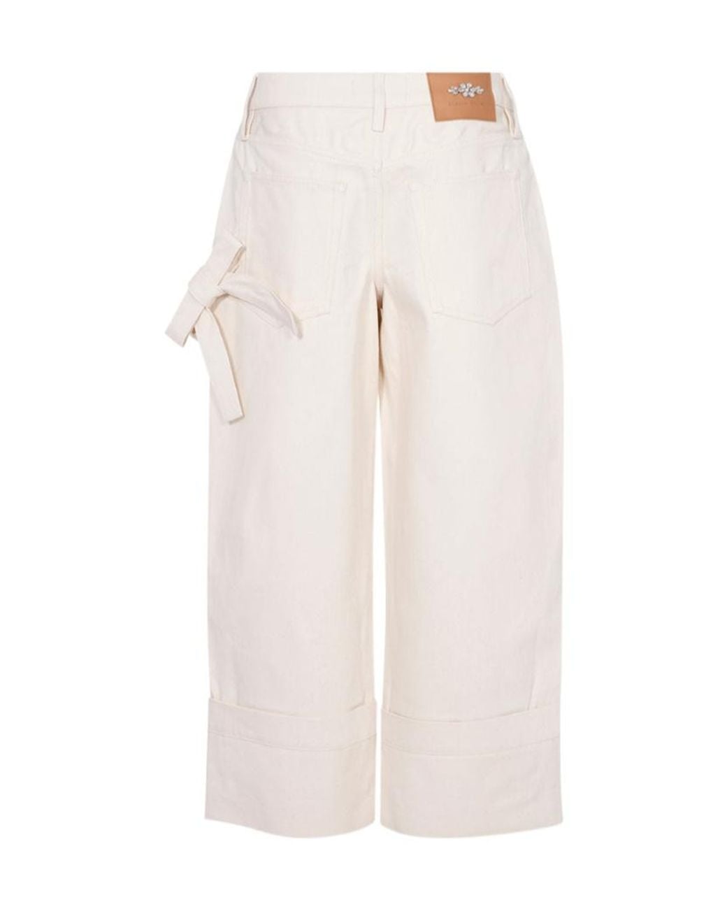 Simone Rocha White Straight-Leg Bow-Tie Jeans