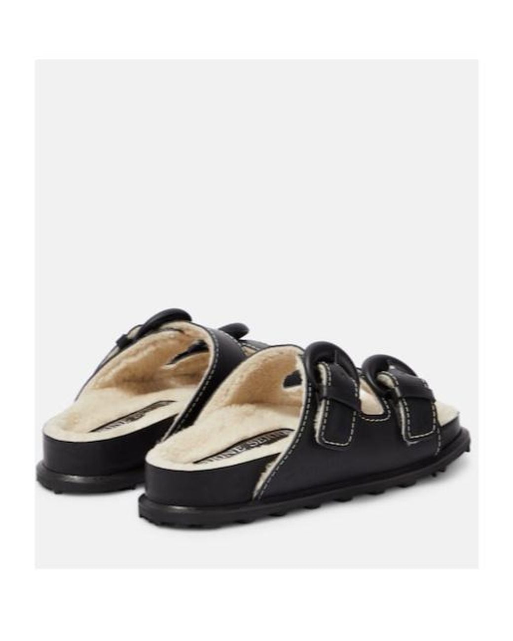 MARINE SERRE Black Leather Slides