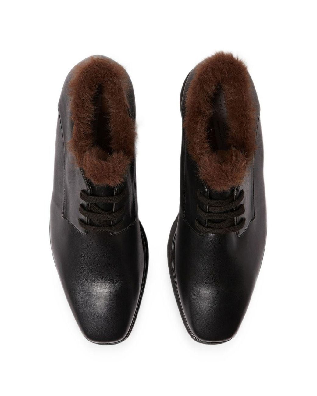 Stella McCartney Black Elyse Faux-Fur Lace-Up Shoes
