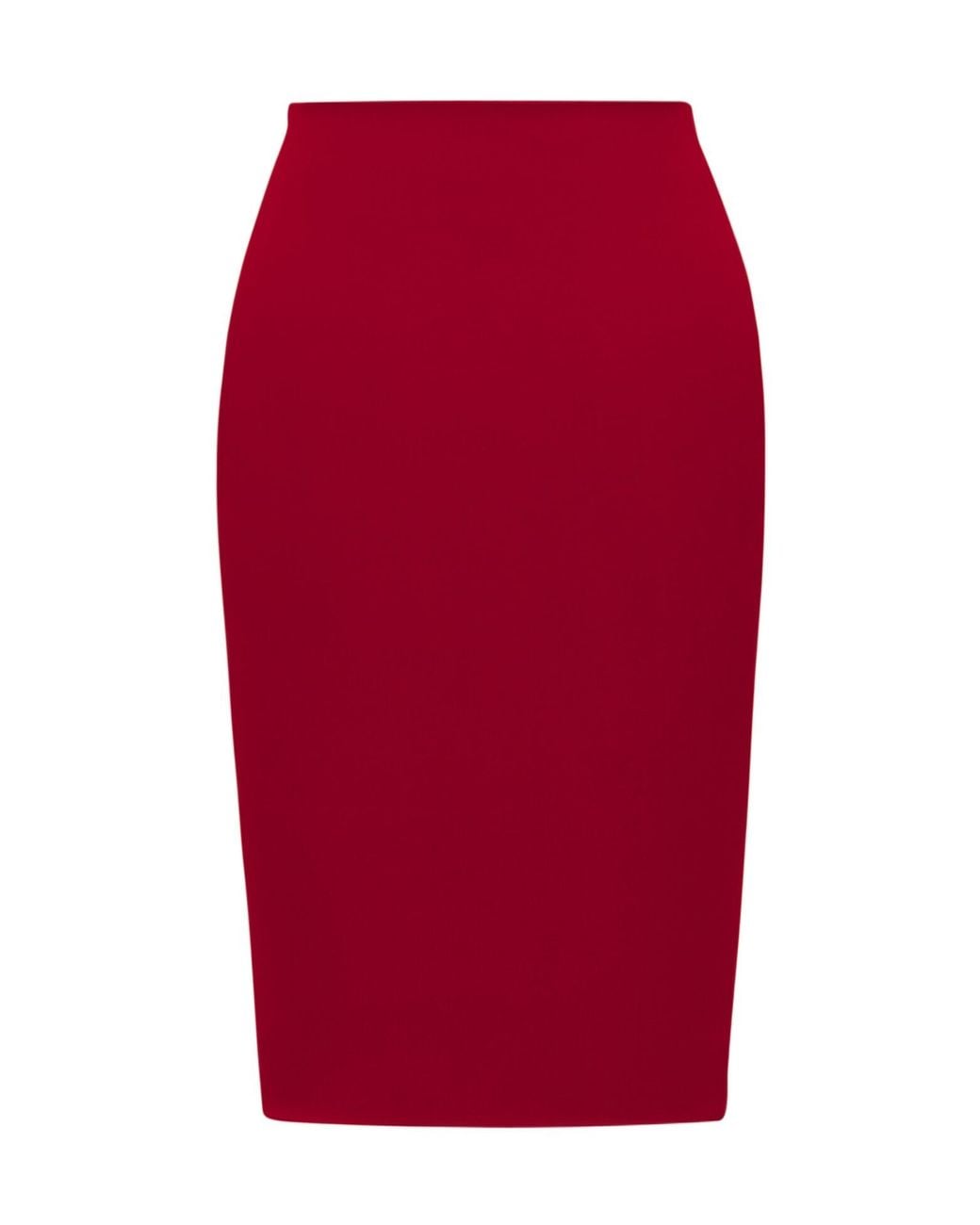 Saint Laurent Red Mid-Rise Pencil Skirt