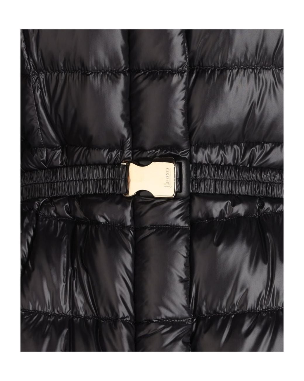 Herno Black Quilted Belted Long Coat