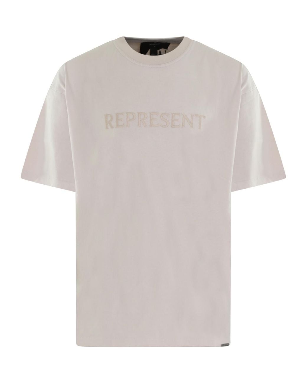 Represent White Embroidered Logo T-Shirt for men