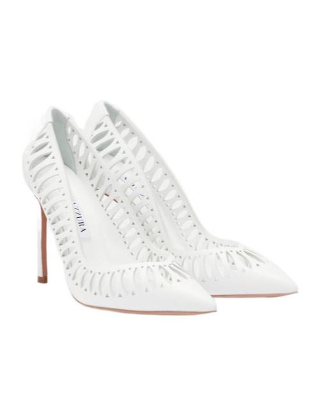 Aquazzura White Perforated Leather Pumps