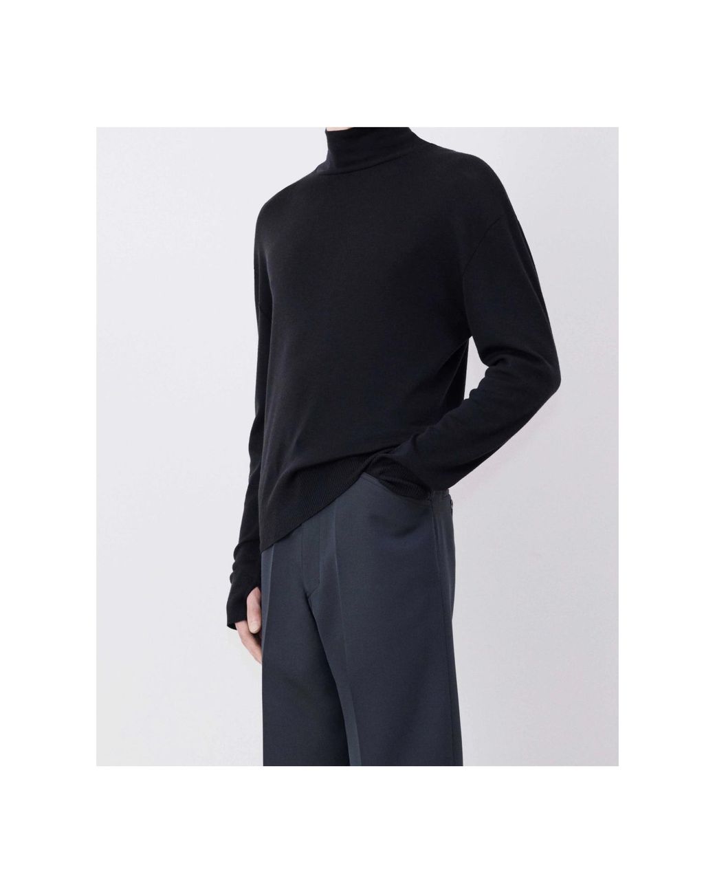 Lemaire Blue High-Neck Knitted Jumper