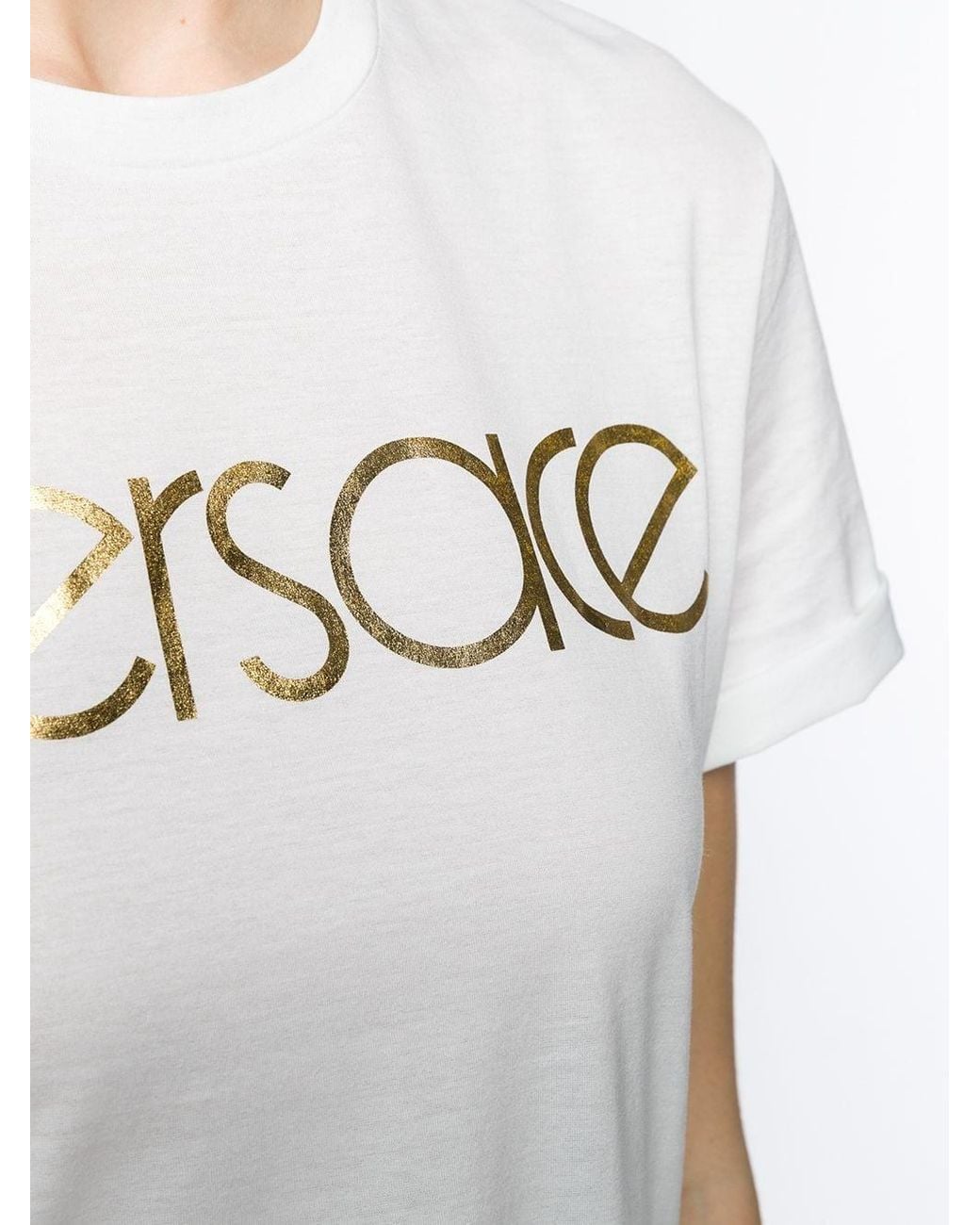Versace White Logo T-Shirt With Round Neck