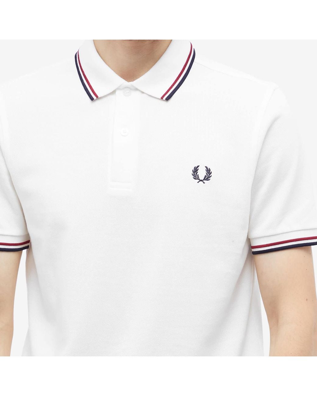 Fred Perry White Twin Tipped Polo Shirt for men