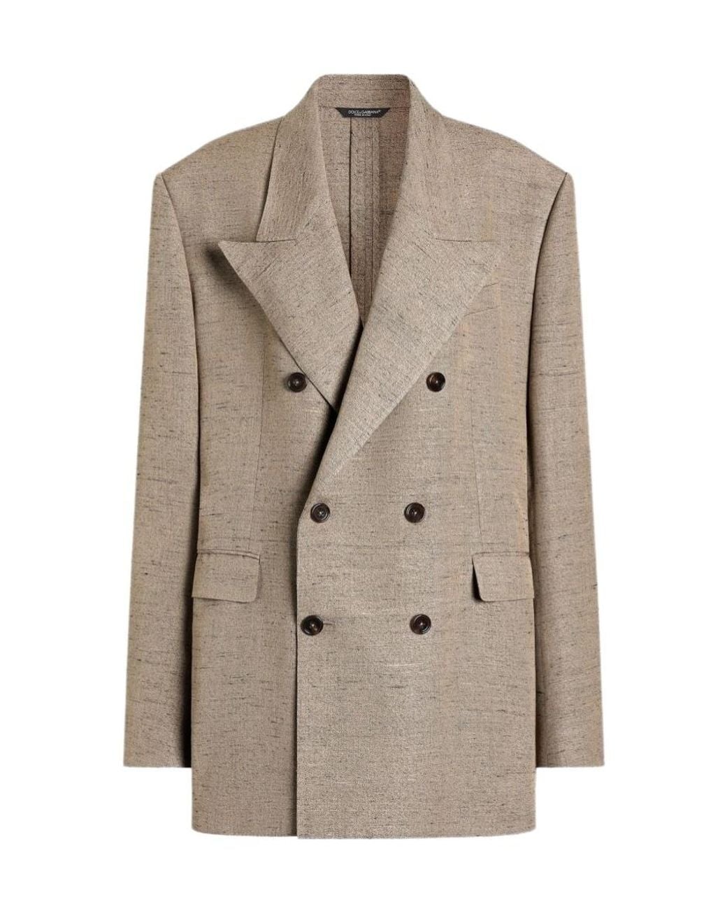 Dolce & Gabbana Natural Viscose Linen Double-Breasted Blazer