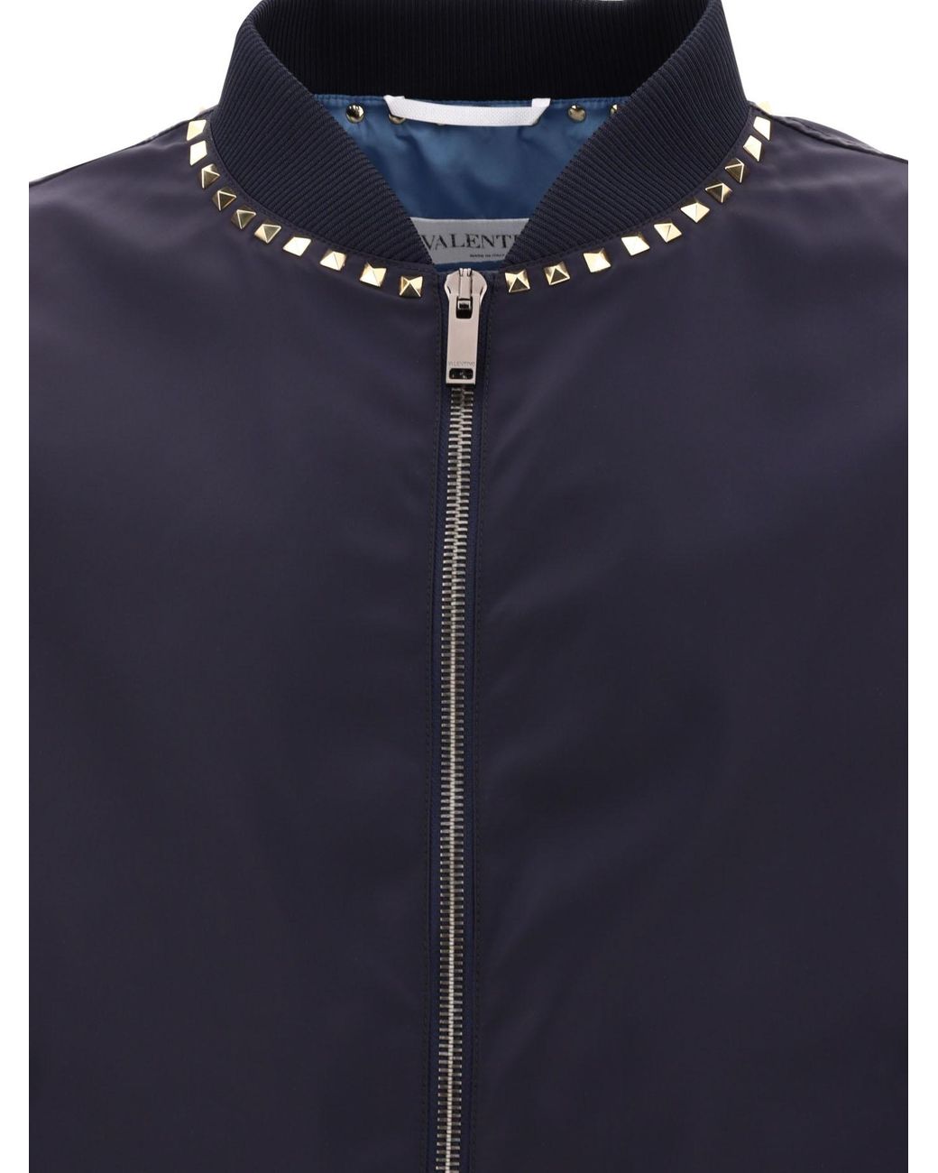 Valentino Blue Zip-Up Long-Sleeved Bomber Jacket for men