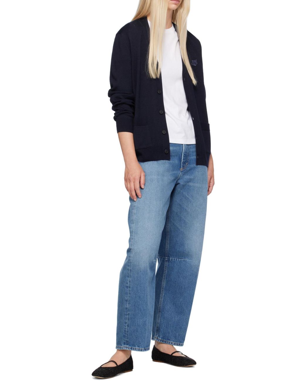 Maison Kitsuné Blue Maison Kitsuné Fox Head Patch Knit Cardigan for men