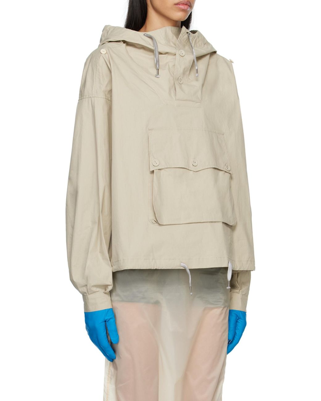 Maison Margiela Natural Drawstring Hooded Performance Jacket for men
