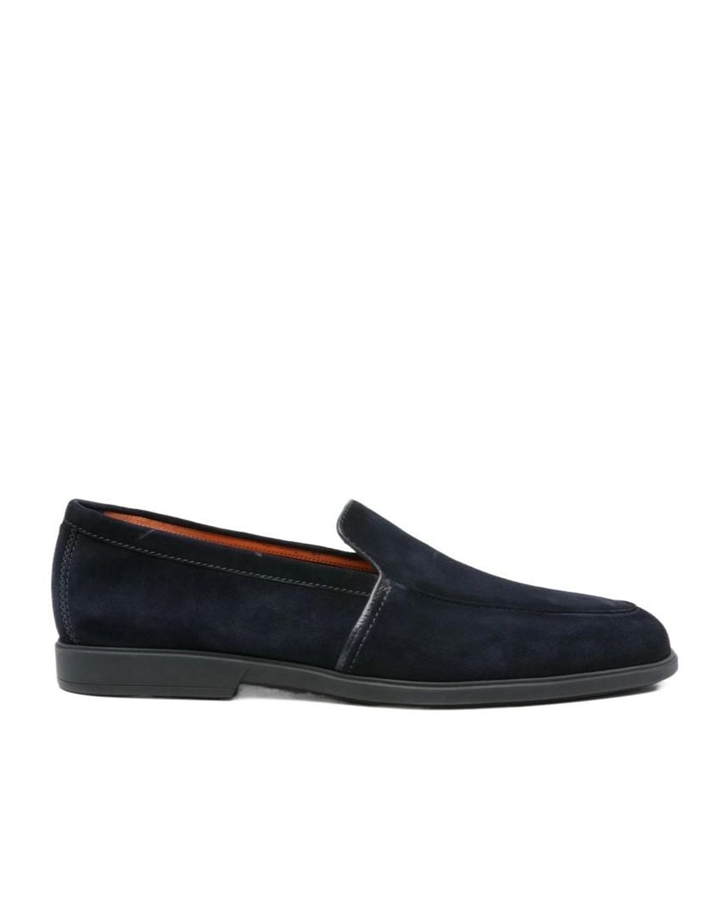 Santoni Blue Round Toe Slip-On Loafers for men