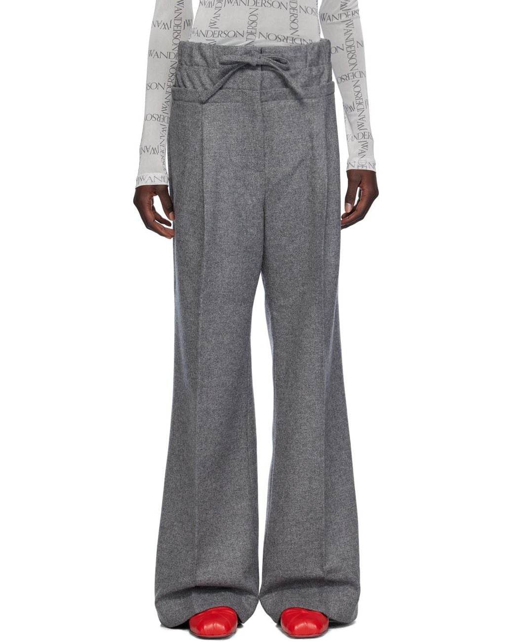 J.W. Anderson Gray Double-Waist Wool Trousers