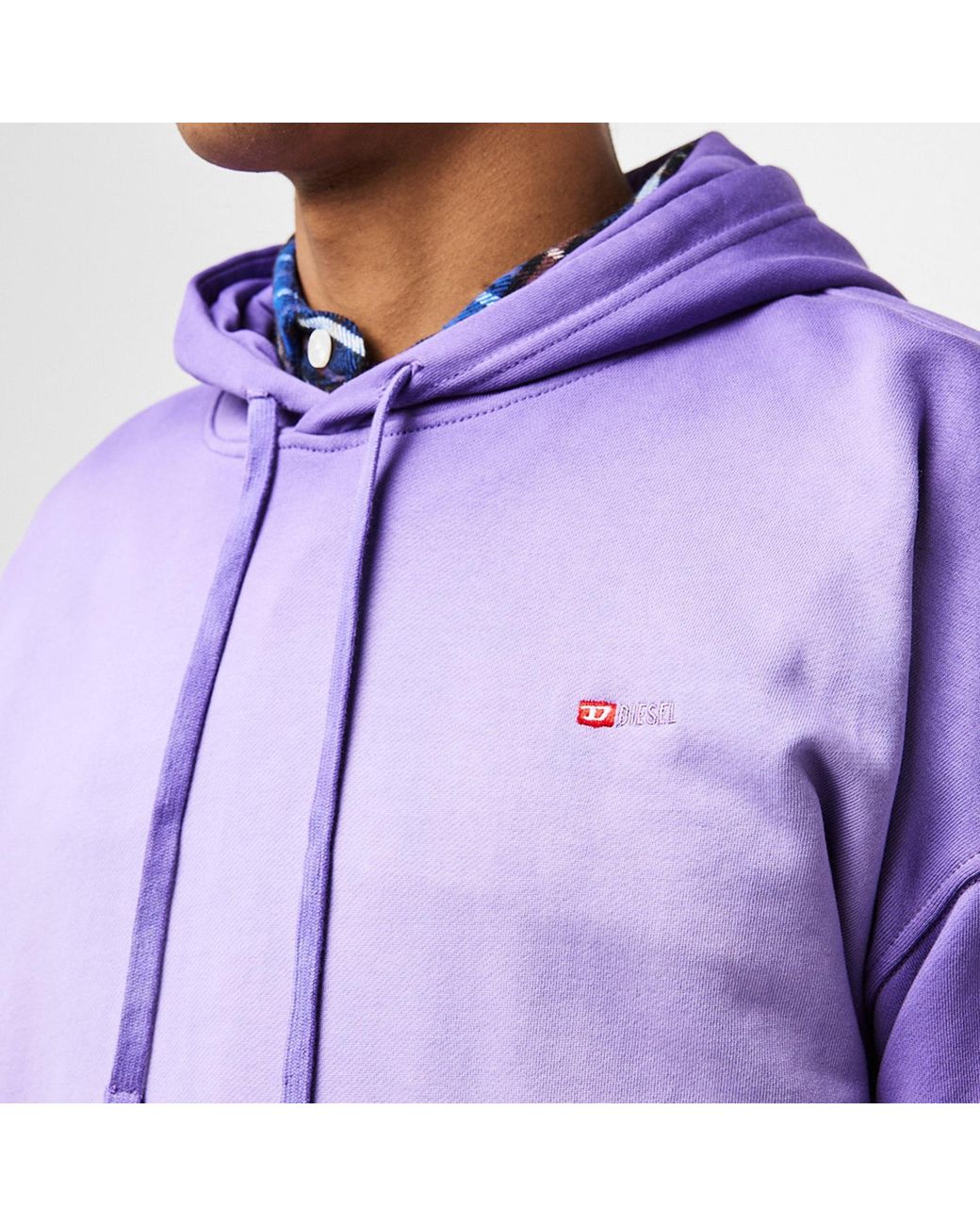 DIESEL Purple Gradient Wash Drawstring Hoodie for men