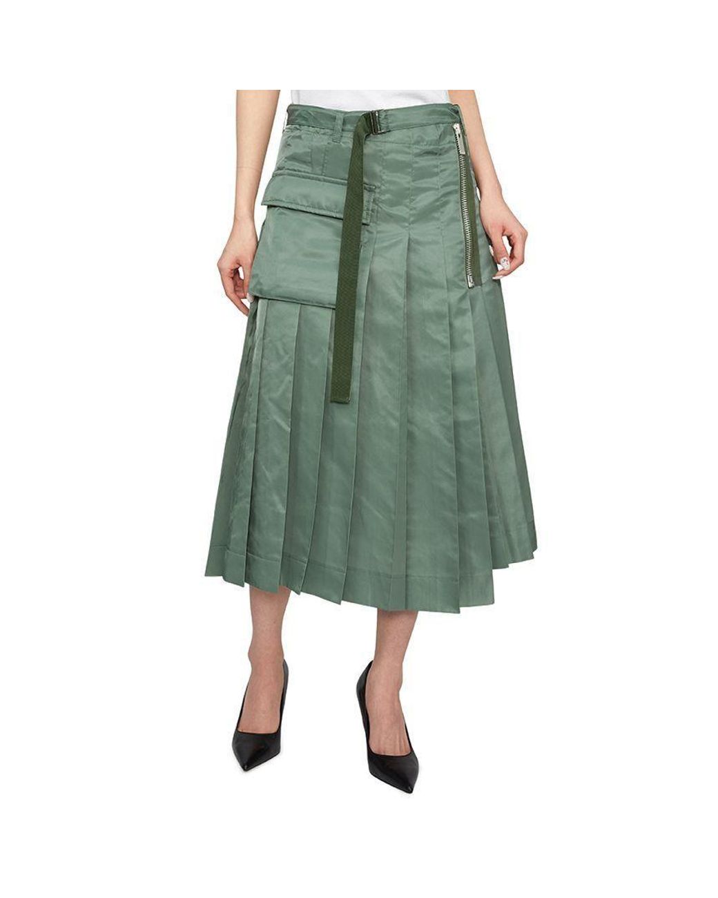 Sacai Green Pleated Skirt