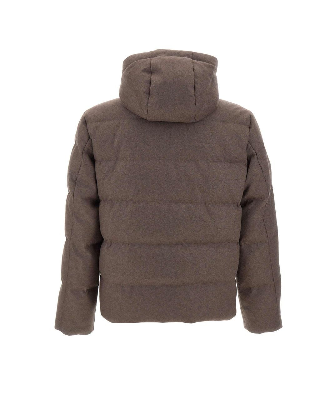 Eleventy Brown Quilted Hooded Down Jacket for men
