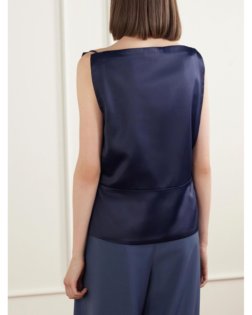 Co. Blue Satin-Front Sleeveless Vest