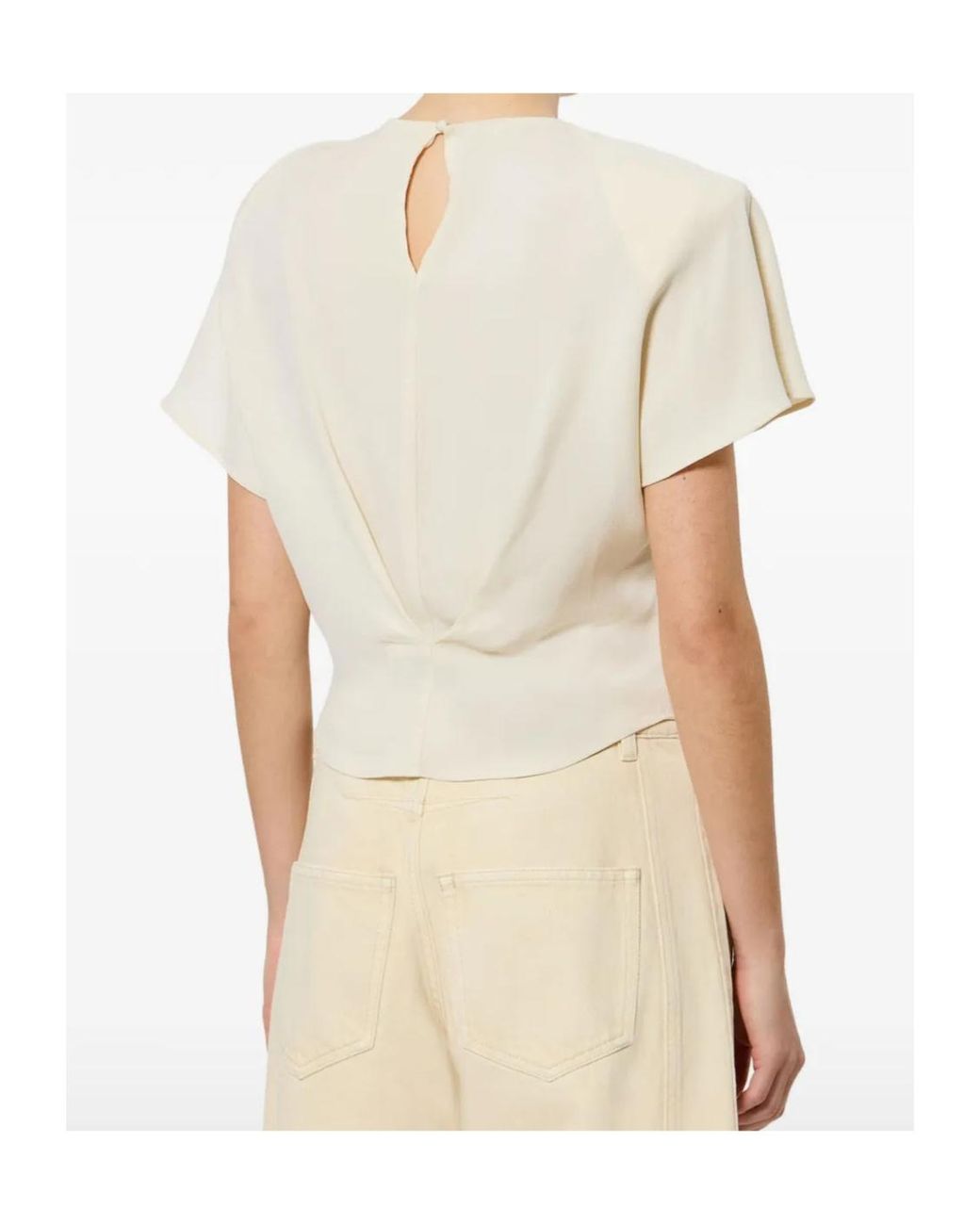 Isabel Marant White Embellished Pleated Top