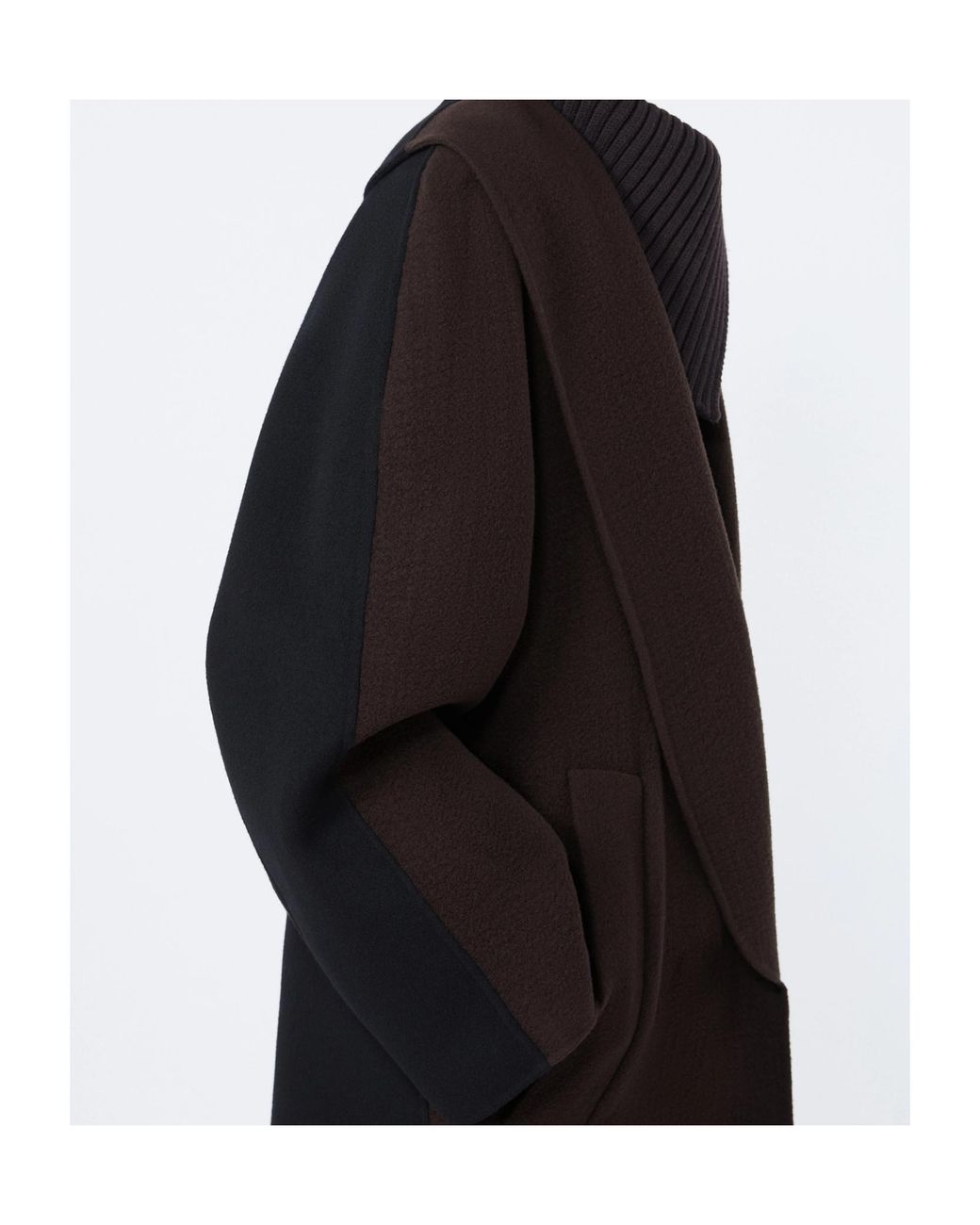Sportmax Black Shawl-Collar Colour-Block Coat