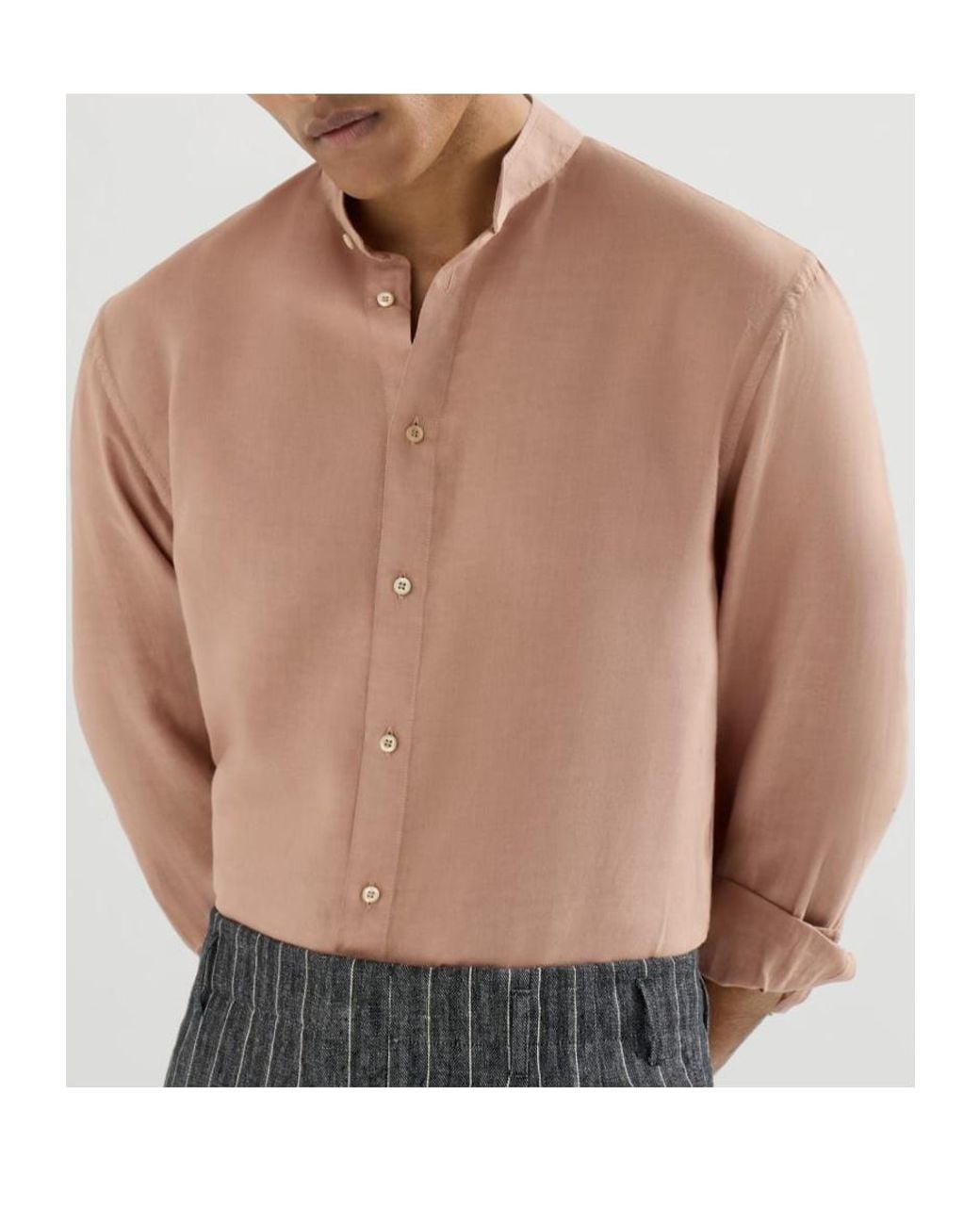 Brunello Cucinelli Pink Garment-Dyed Shirt for men