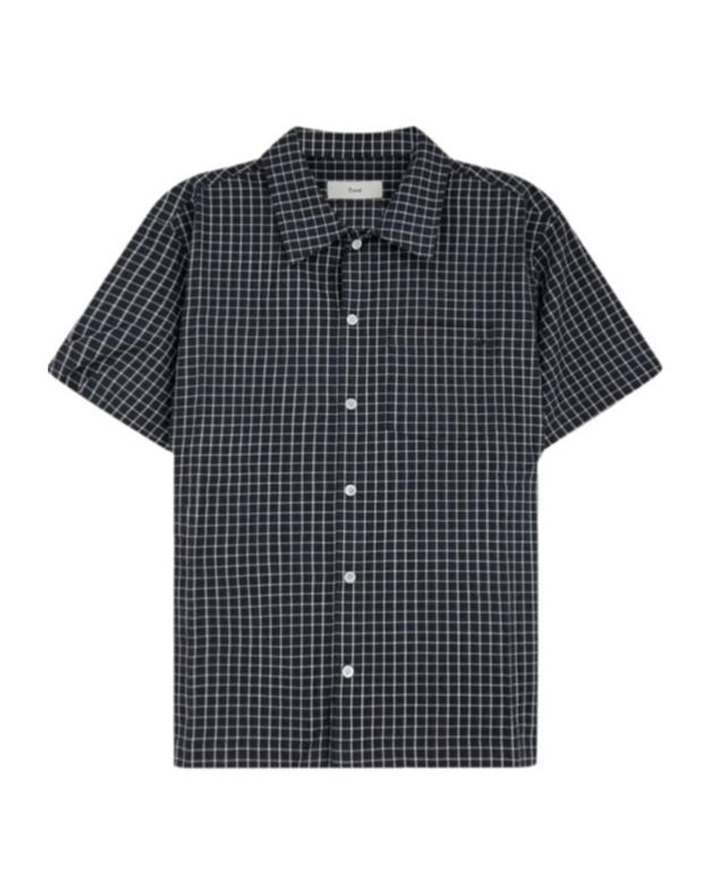 DUNST Black Checked Short-Sleeve Shirt for men
