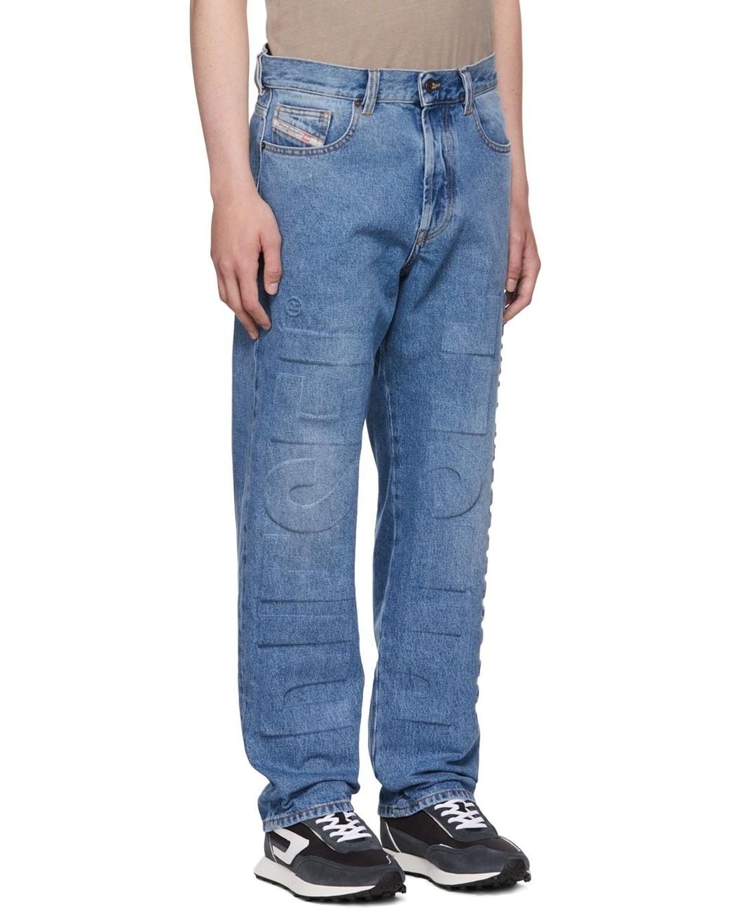 DIESEL Blue D-Mand Mid-Rise Straight-Leg Jeans for men