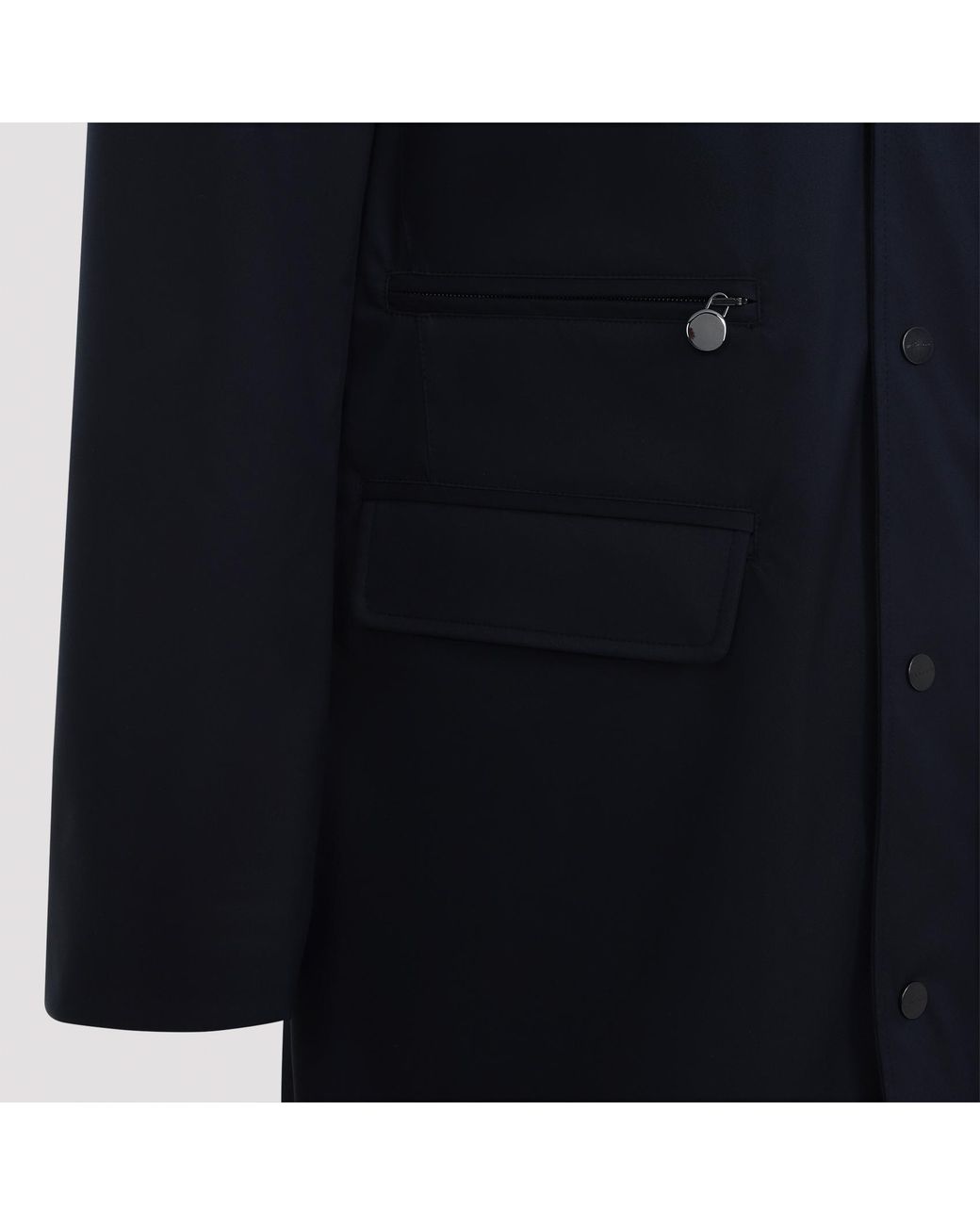 Kiton Blue Stand-Collar Button-Up Coat for men