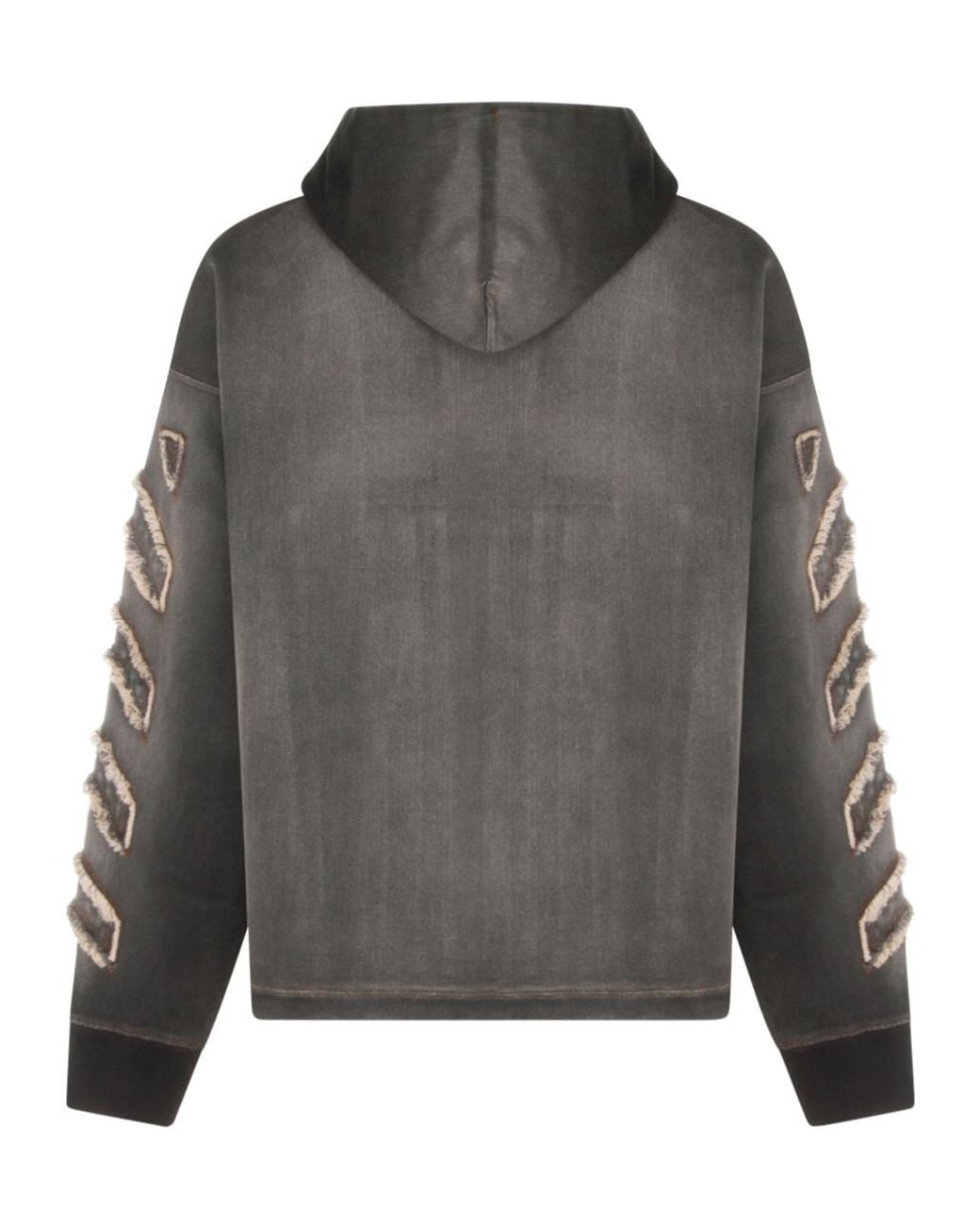 Off-White c/o Virgil Abloh Gray Frayed Detailed Drawstring Hoodie for men