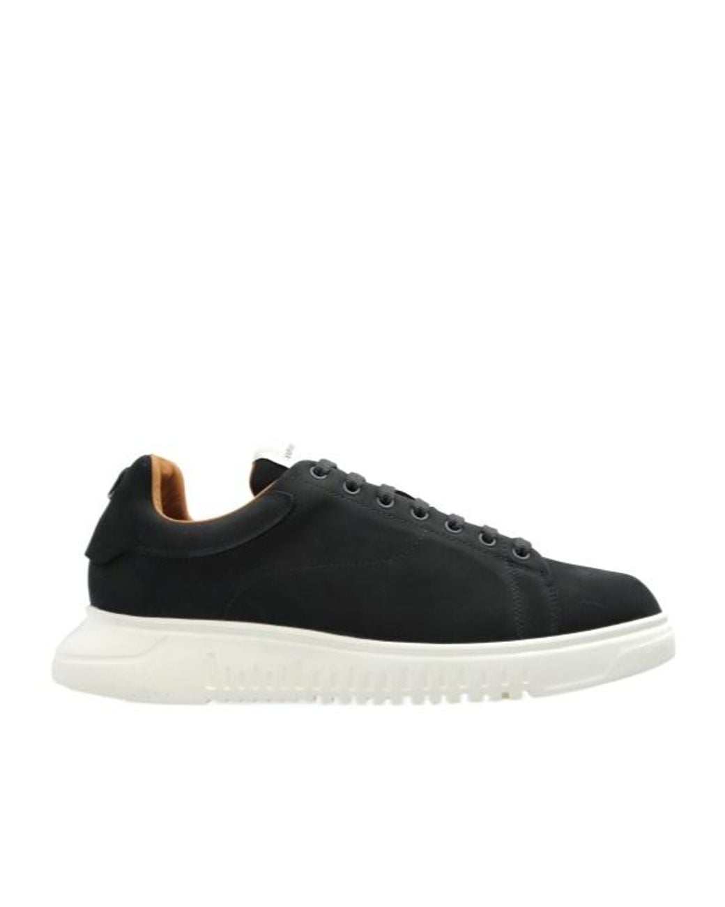 Emporio Armani Black Round Toe Lace-Up Sneakers for men