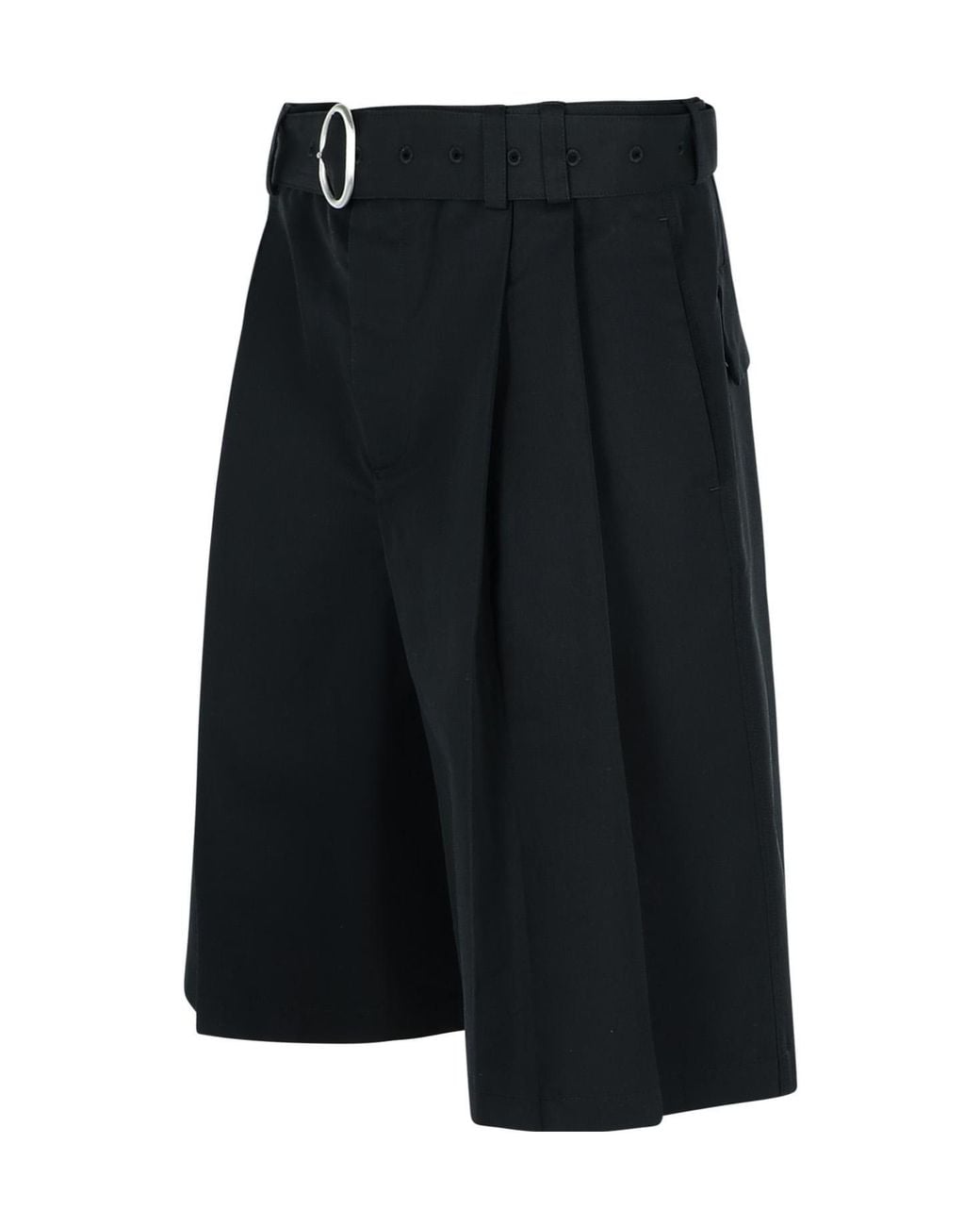 Jil Sander Black Belted Knee-Length Bermuda Shorts for men