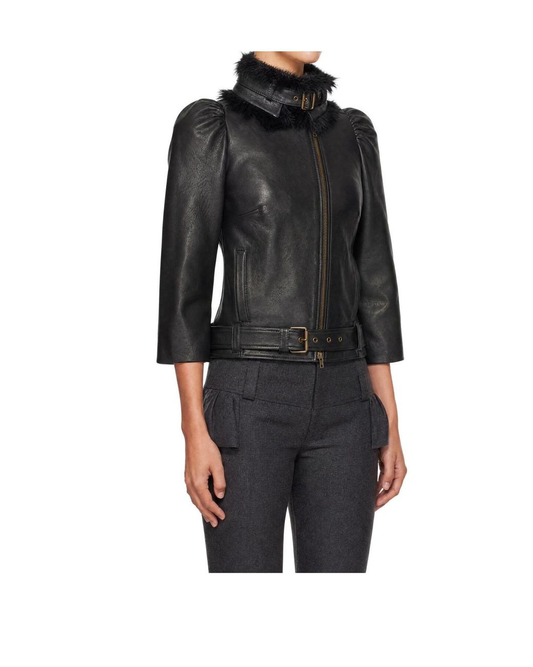 KNWLS Black Stand-Collar Leather Jacket