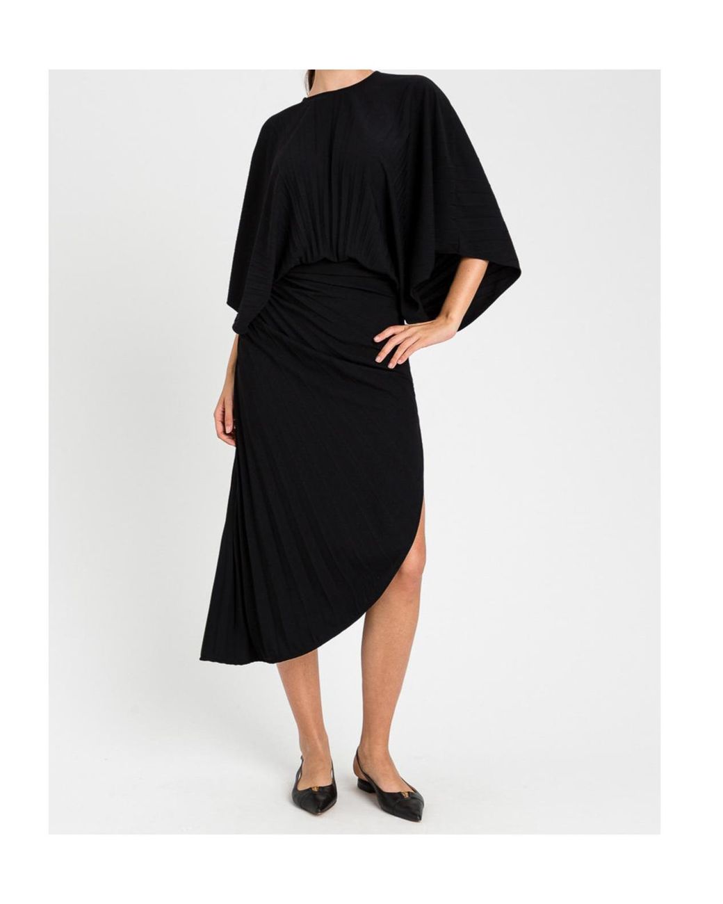 Twinset Black Pleated Poncho Top