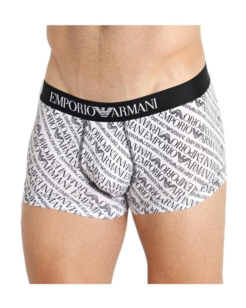 Emporio Armani Gray Logo-Print Boxer Pants for men