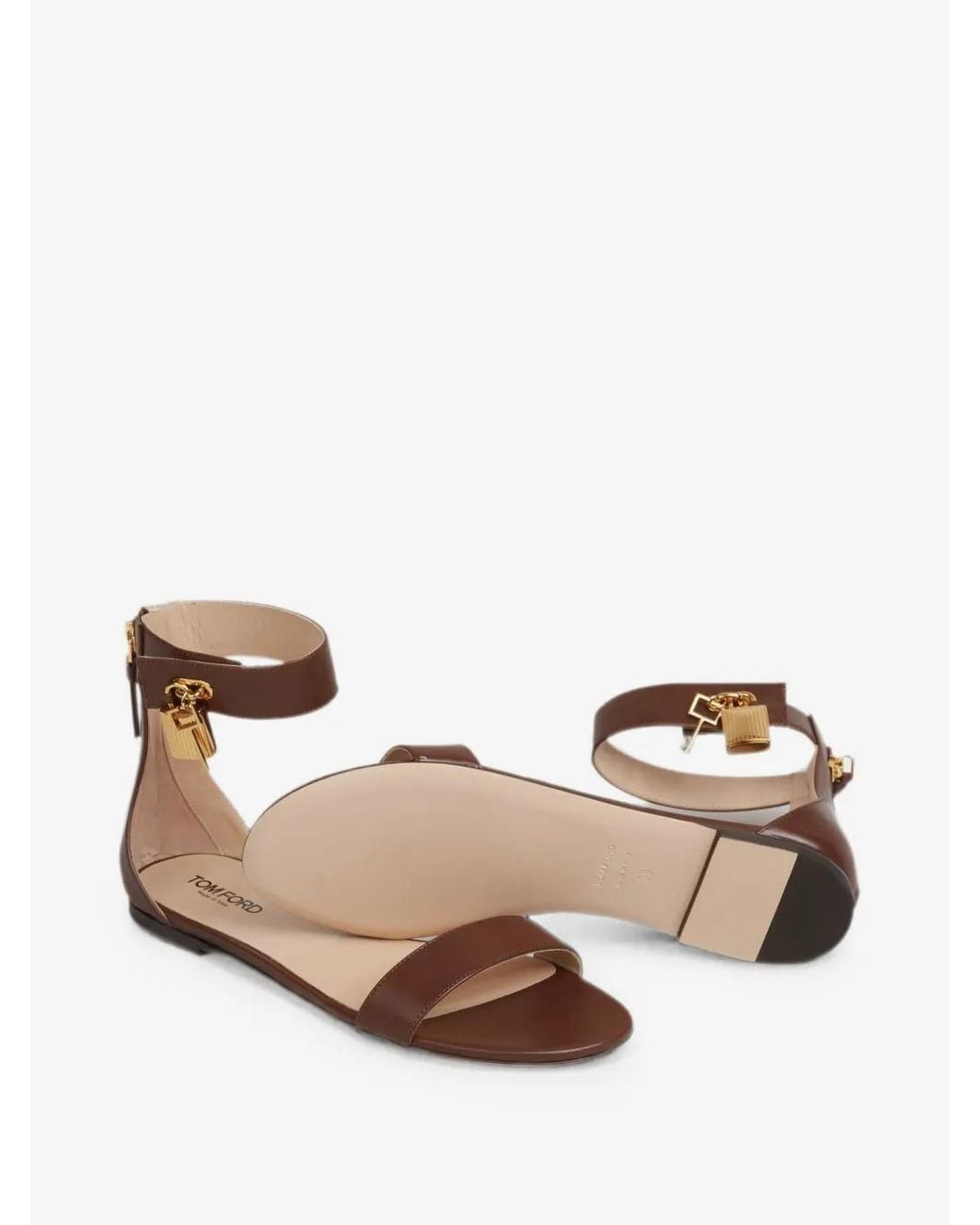 Tom Ford Brown Leather Flat Sandals