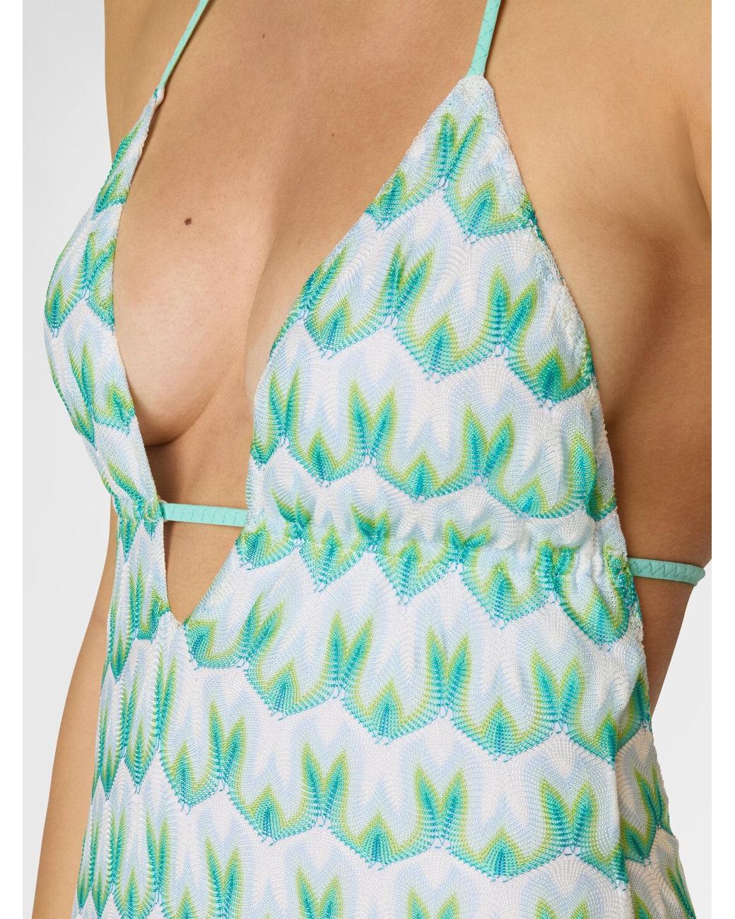 Missoni Green Floral Patterned One Piece Swimsuit