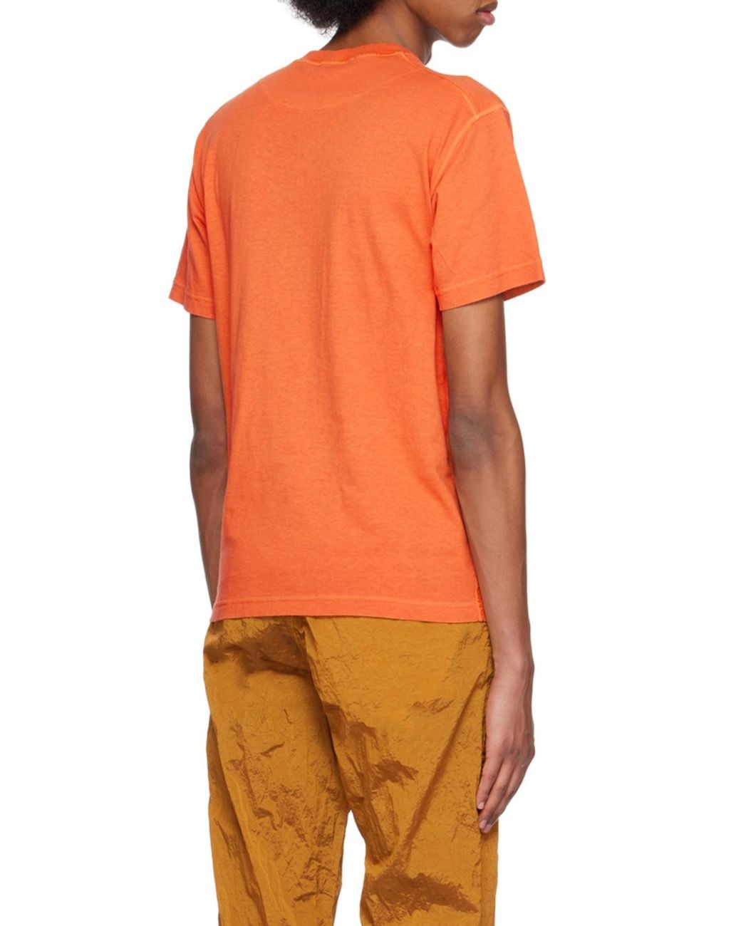 Stone Island Orange Logo Patch Crewneck T-Shirt for men
