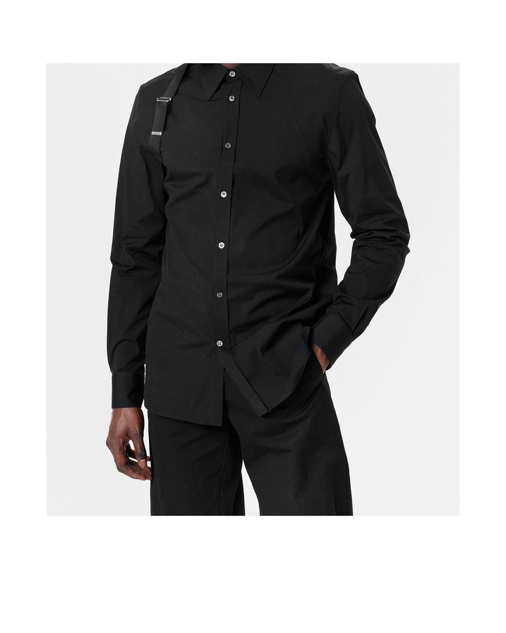 McQueen Black Long-Sleeved Shirt for men