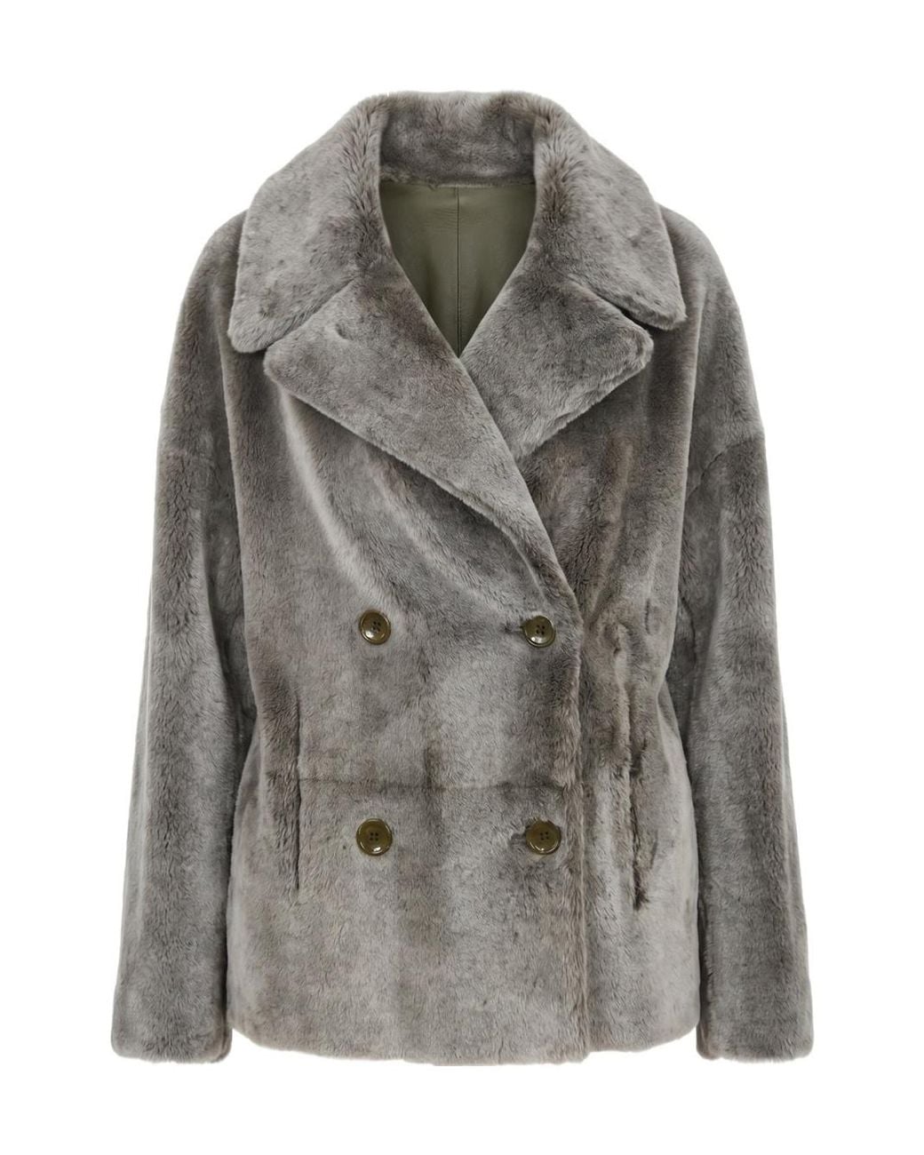 Manzoni 24 Gray Double-Breasted Shearling Jacket